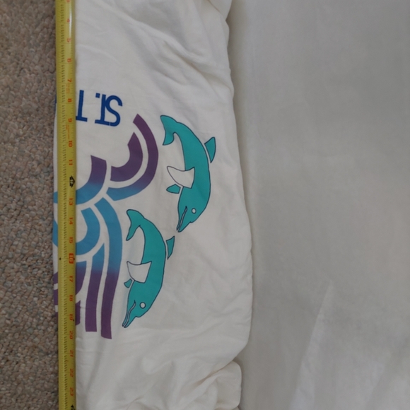Vintage Anvil White Cotton T-Shirt St. Thomas with Dolphin Print 'One Size' - Picture 6 of 7